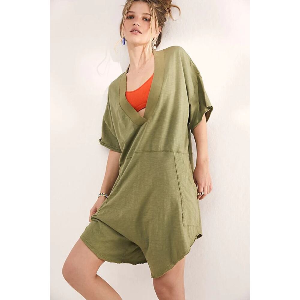 Free People Why Not Romper in Adventurer/Green Size Small